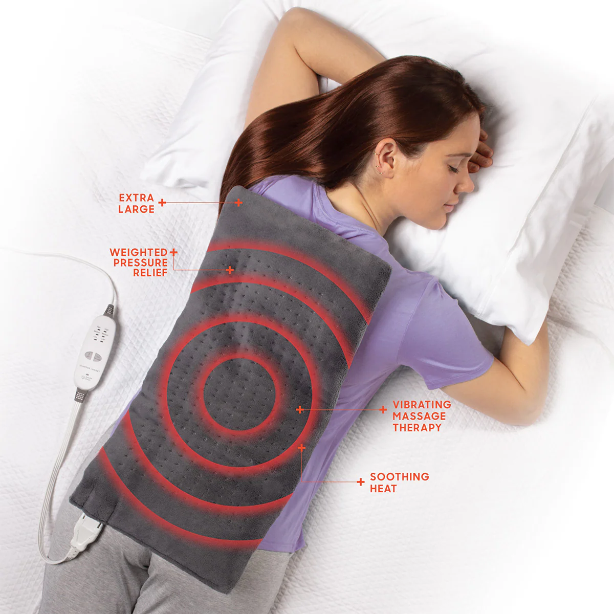 Calming Heat™ Massaging Weighted Heating Pad by Sharper Image - Image 3