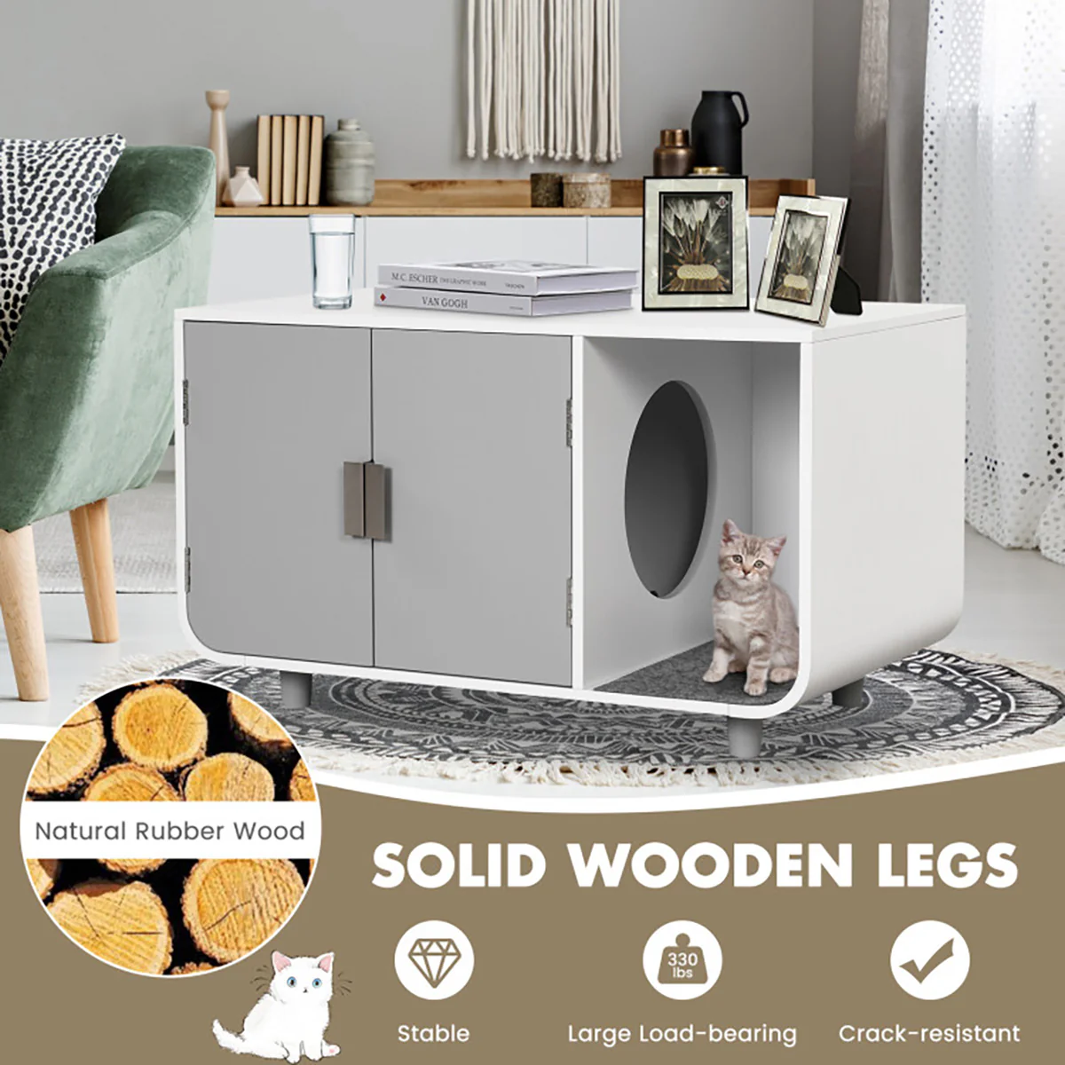 Cat Litter Box Enclosure with Removable Mat - Image 5