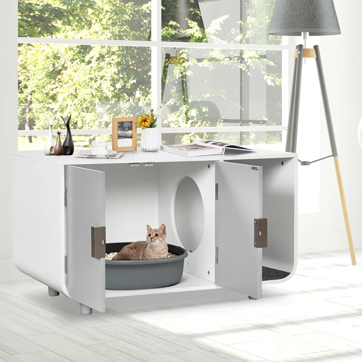 Cat Litter Box Enclosure with Removable Mat - Image 9