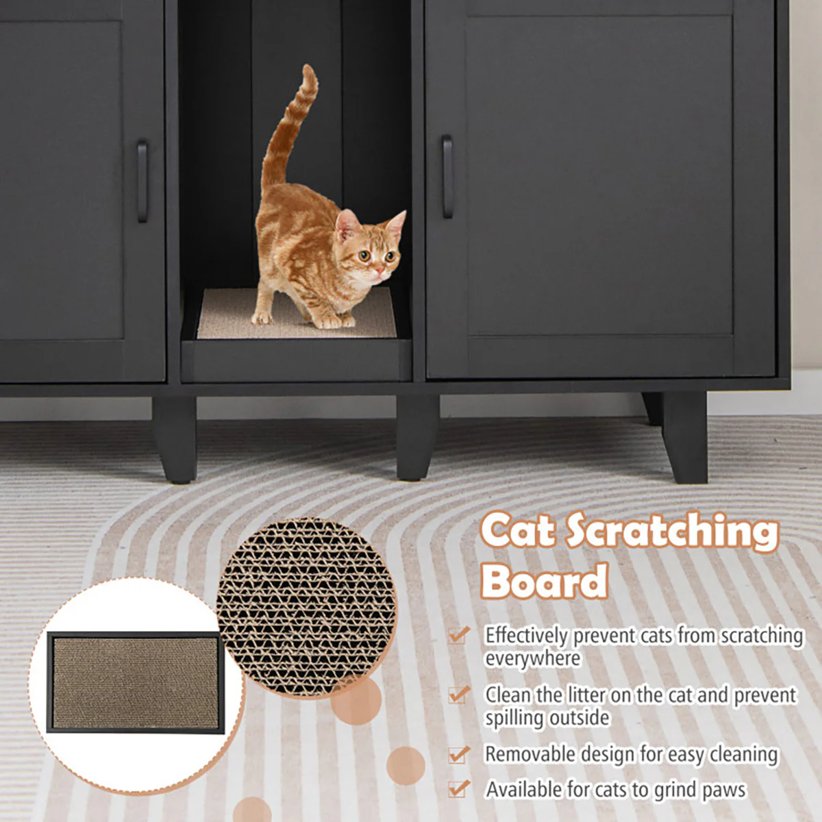 Cat Litter Box Enclosure with Scratching Board - Image 10