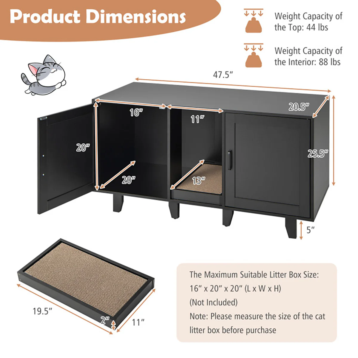 Cat Litter Box Enclosure with Scratching Board - Image 11