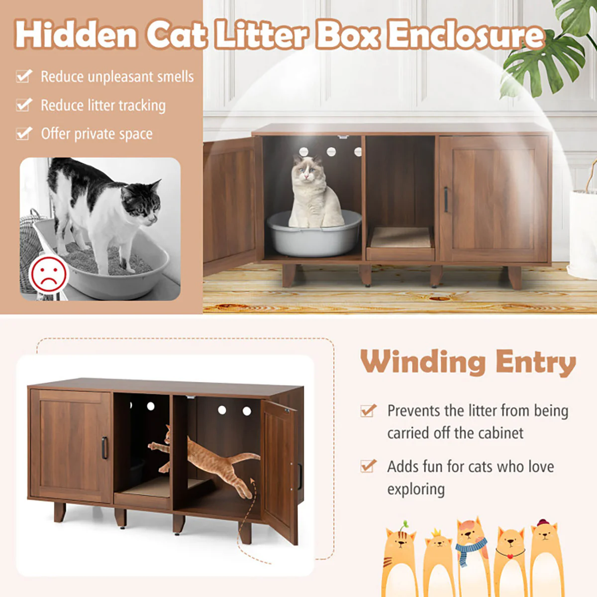 Cat Litter Box Enclosure with Scratching Board - Image 12
