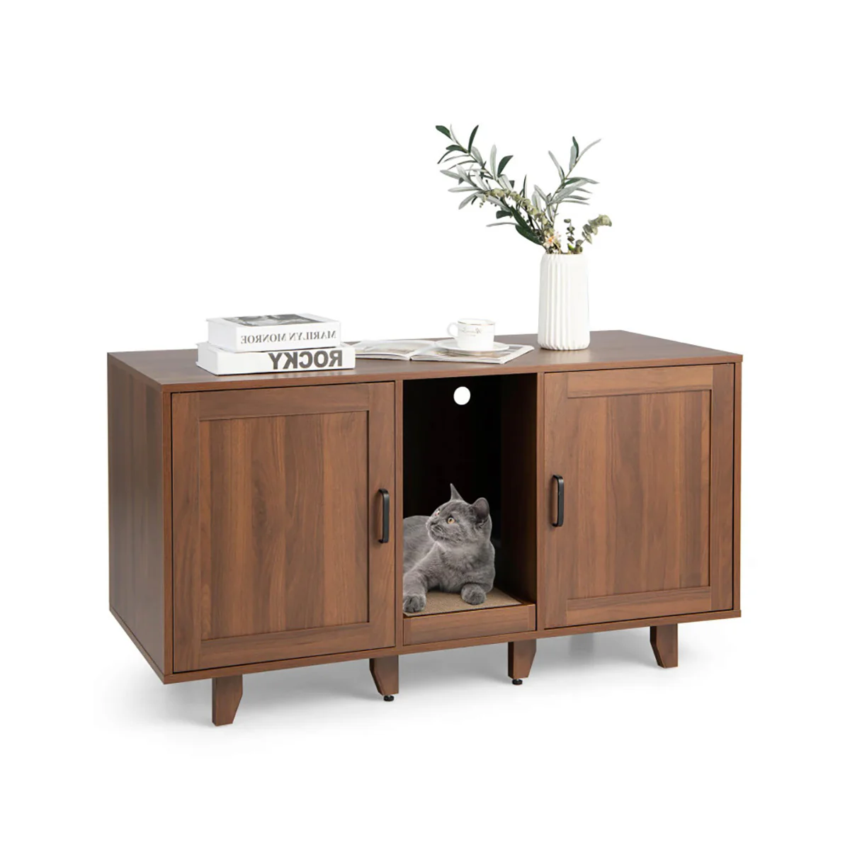 Cat Litter Box Enclosure with Scratching Board - Image 14