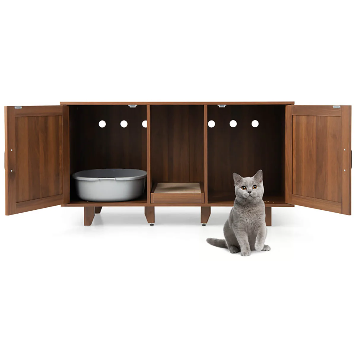 Cat Litter Box Enclosure with Scratching Board - Image 15
