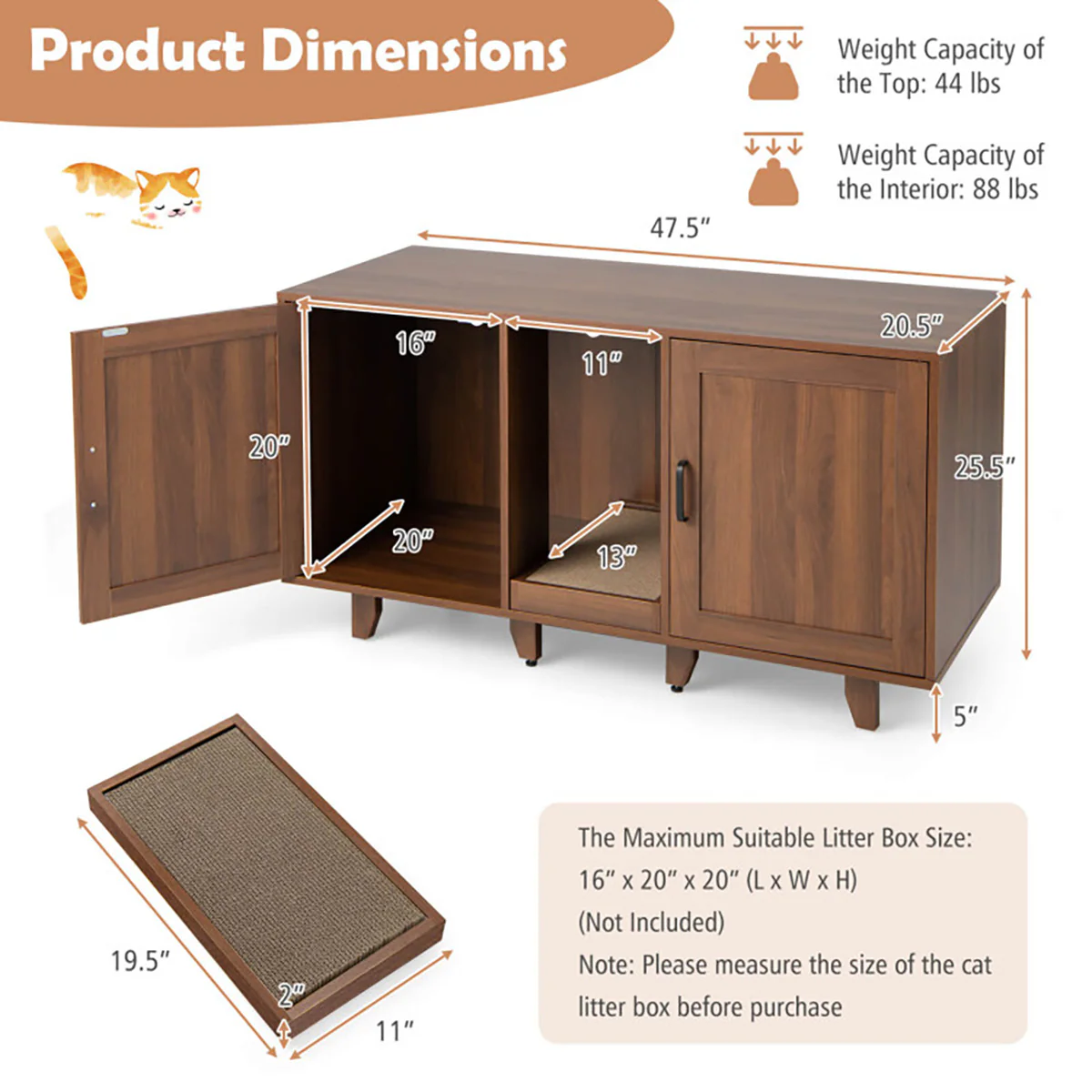 Cat Litter Box Enclosure with Scratching Board - Image 18