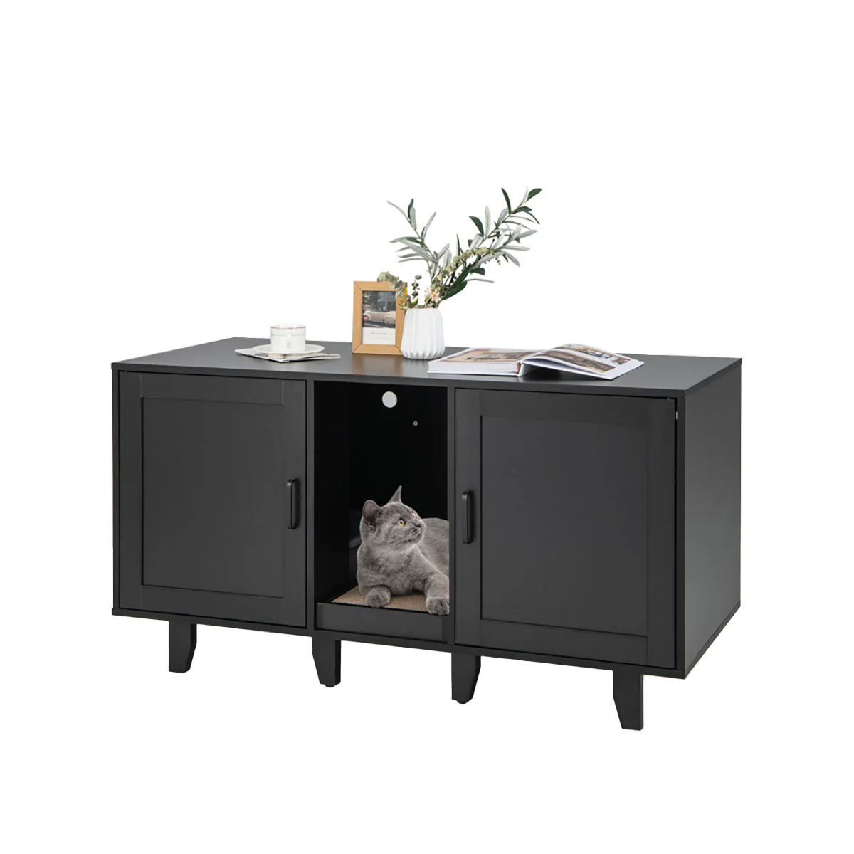 Cat Litter Box Enclosure with Scratching Board - Image 2
