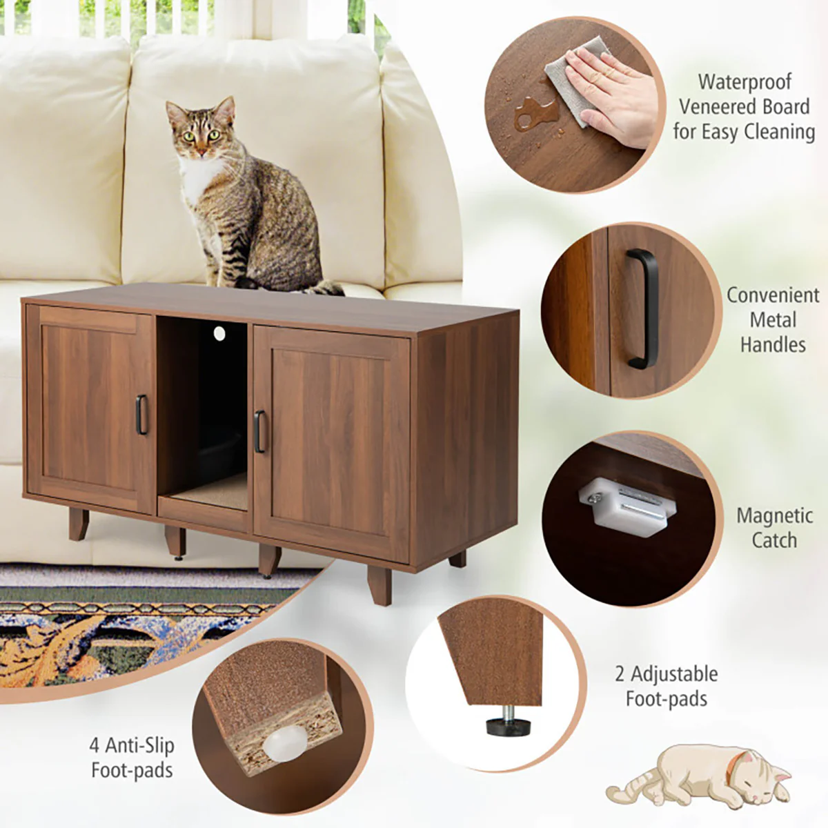 Cat Litter Box Enclosure with Scratching Board - Image 20