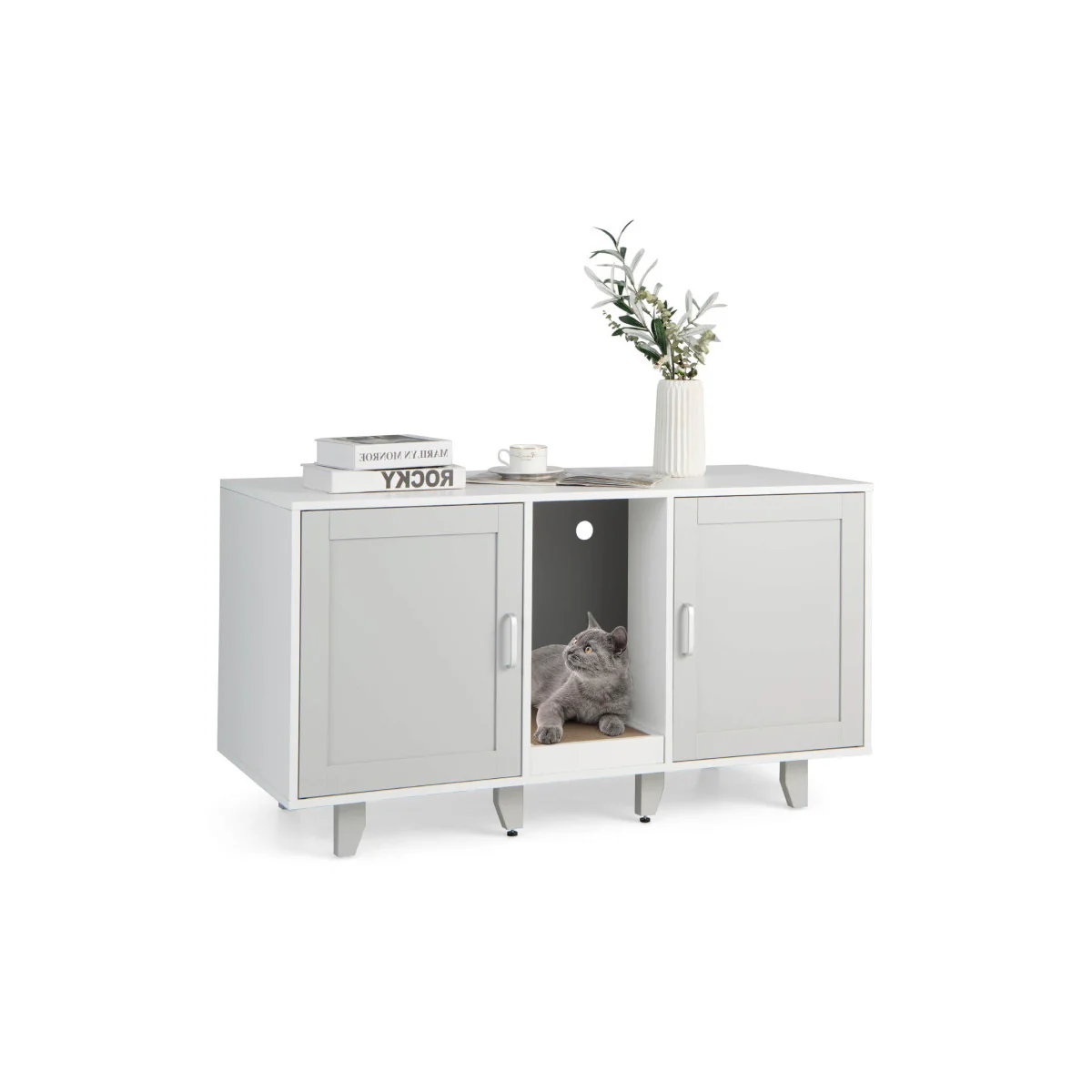 Cat Litter Box Enclosure with Scratching Board - Image 22