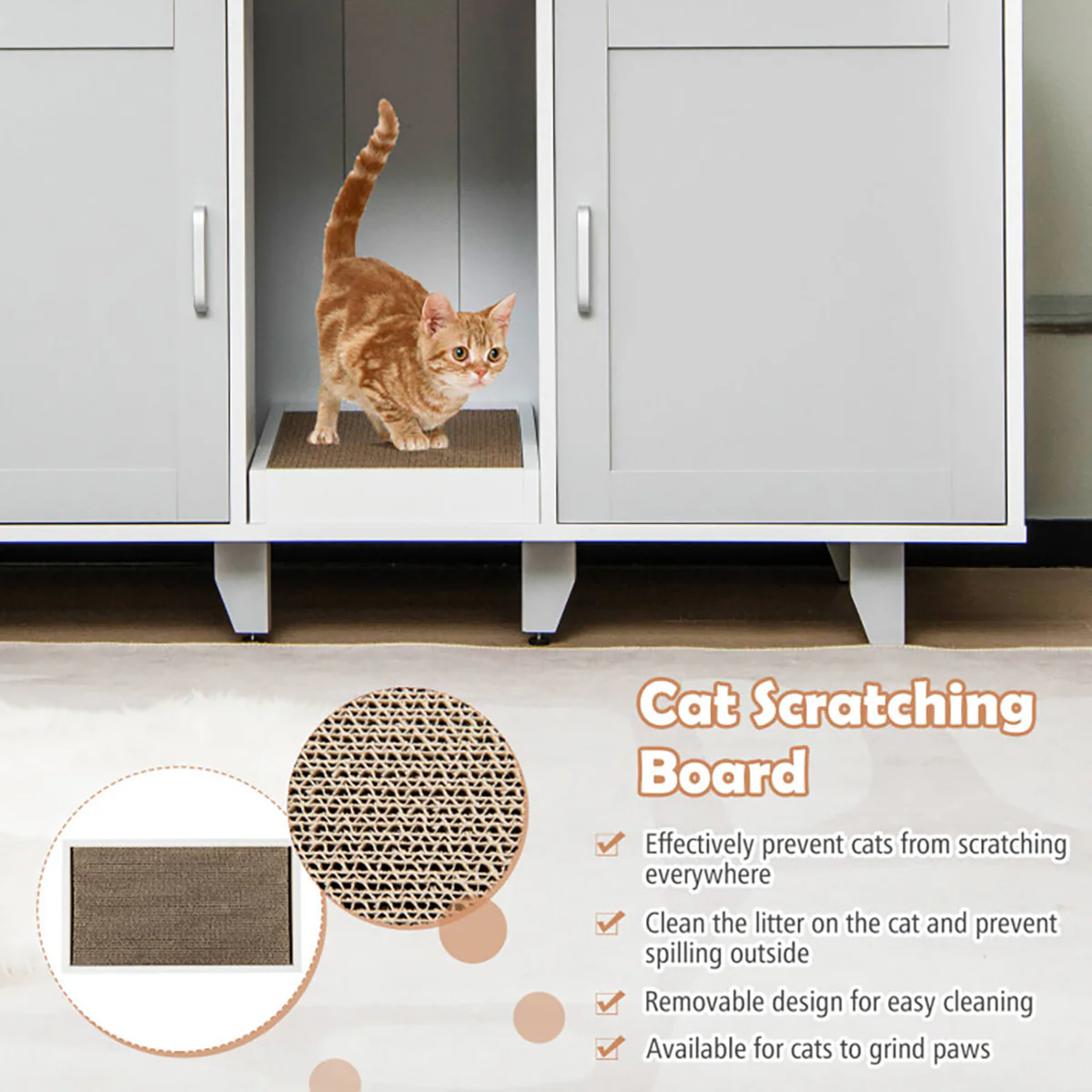 Cat Litter Box Enclosure with Scratching Board - Image 28