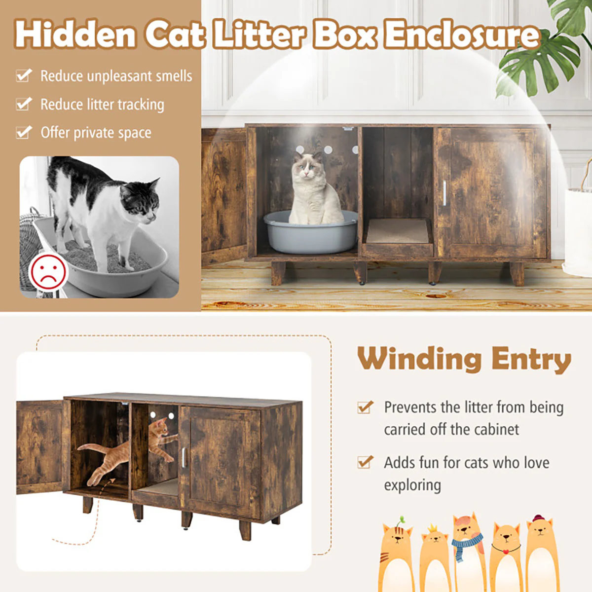 Cat Litter Box Enclosure with Scratching Board - Image 33