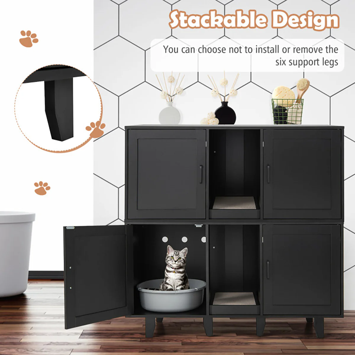 Cat Litter Box Enclosure with Scratching Board - Image 4