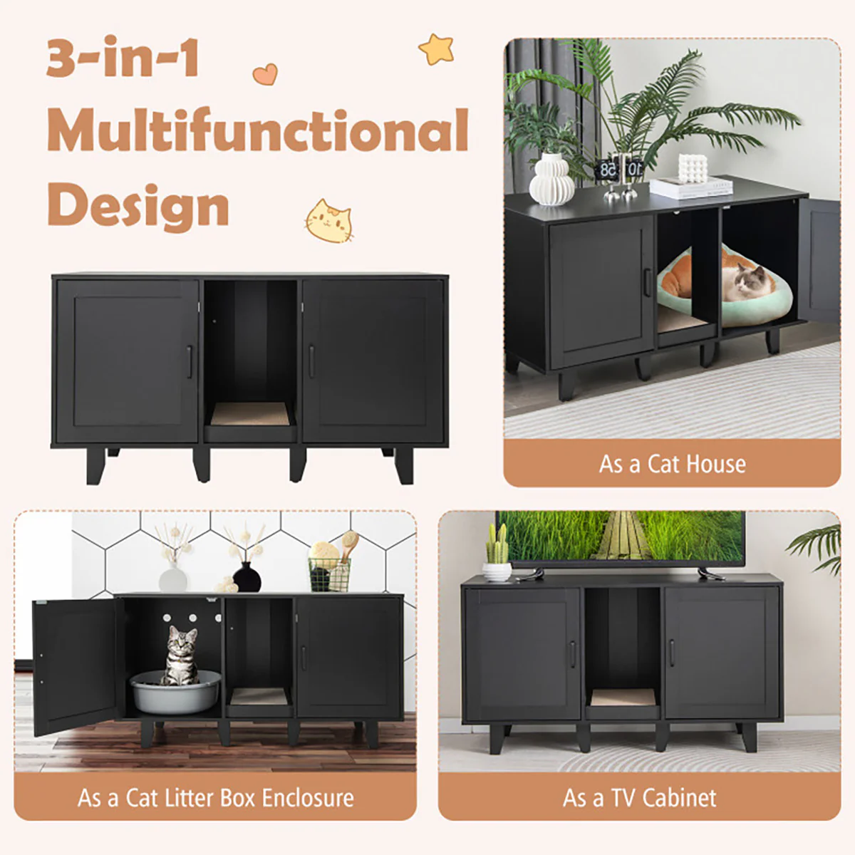 Cat Litter Box Enclosure with Scratching Board - Image 7