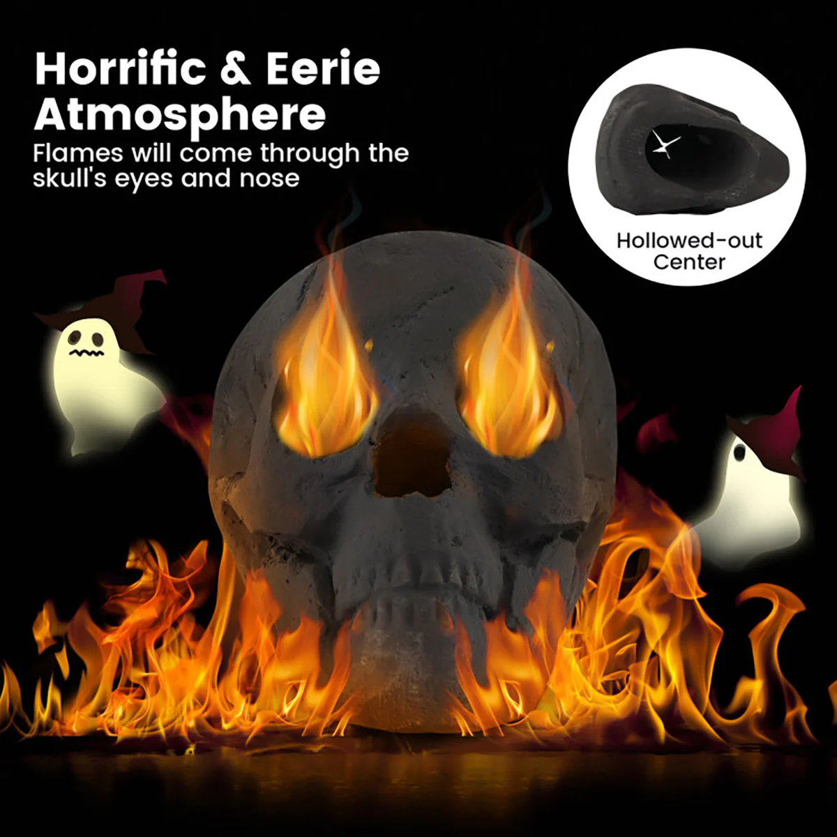 Ceramic Fireproof Fire Pit Skull - Image 11