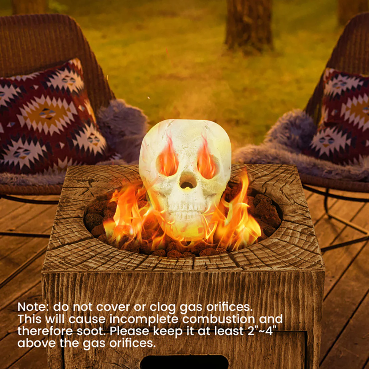 Ceramic Fireproof Fire Pit Skull - Image 14