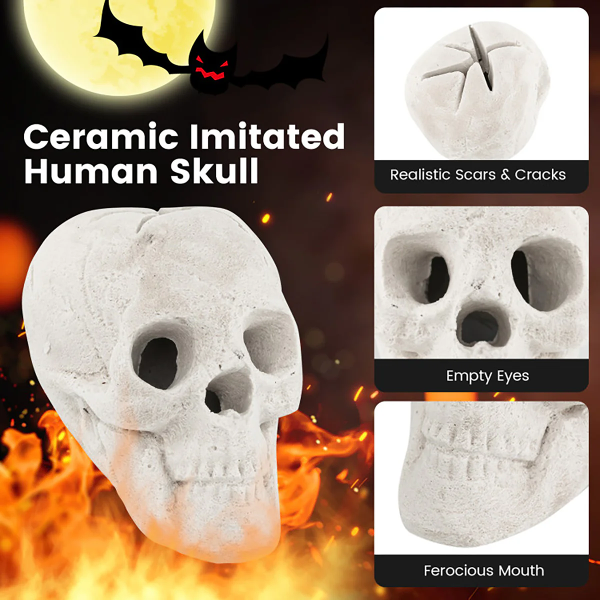 Ceramic Fireproof Fire Pit Skull - Image 15