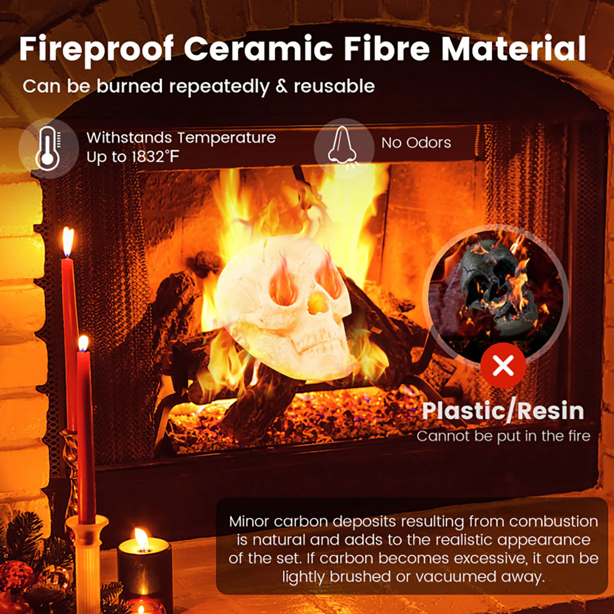 Ceramic Fireproof Fire Pit Skull - Image 17