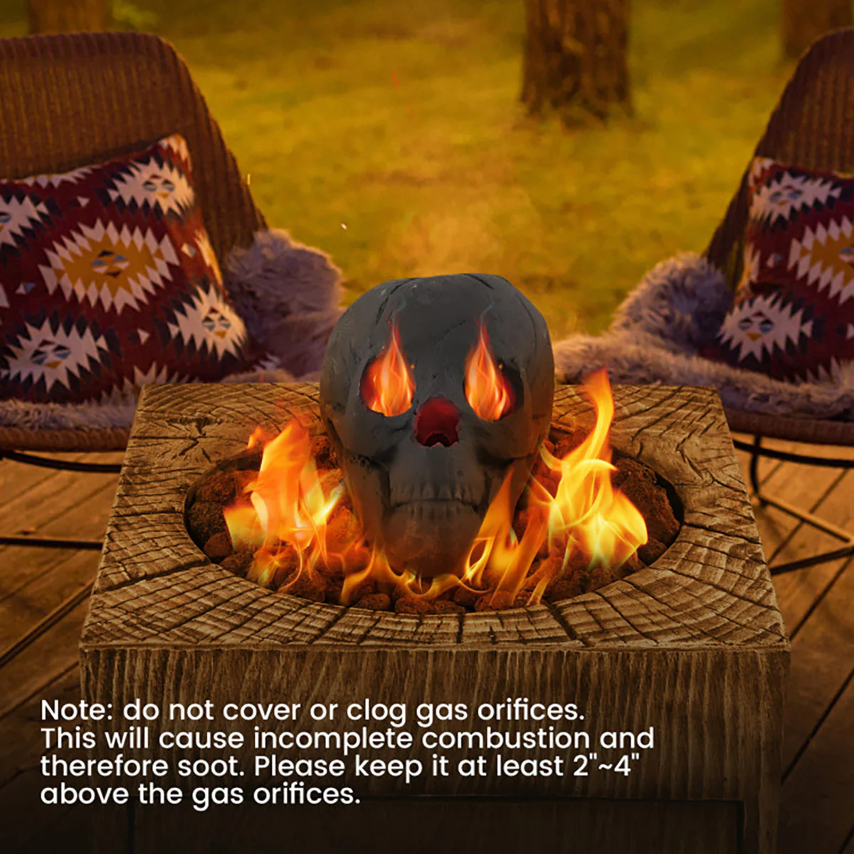 Ceramic Fireproof Fire Pit Skull - Image 7