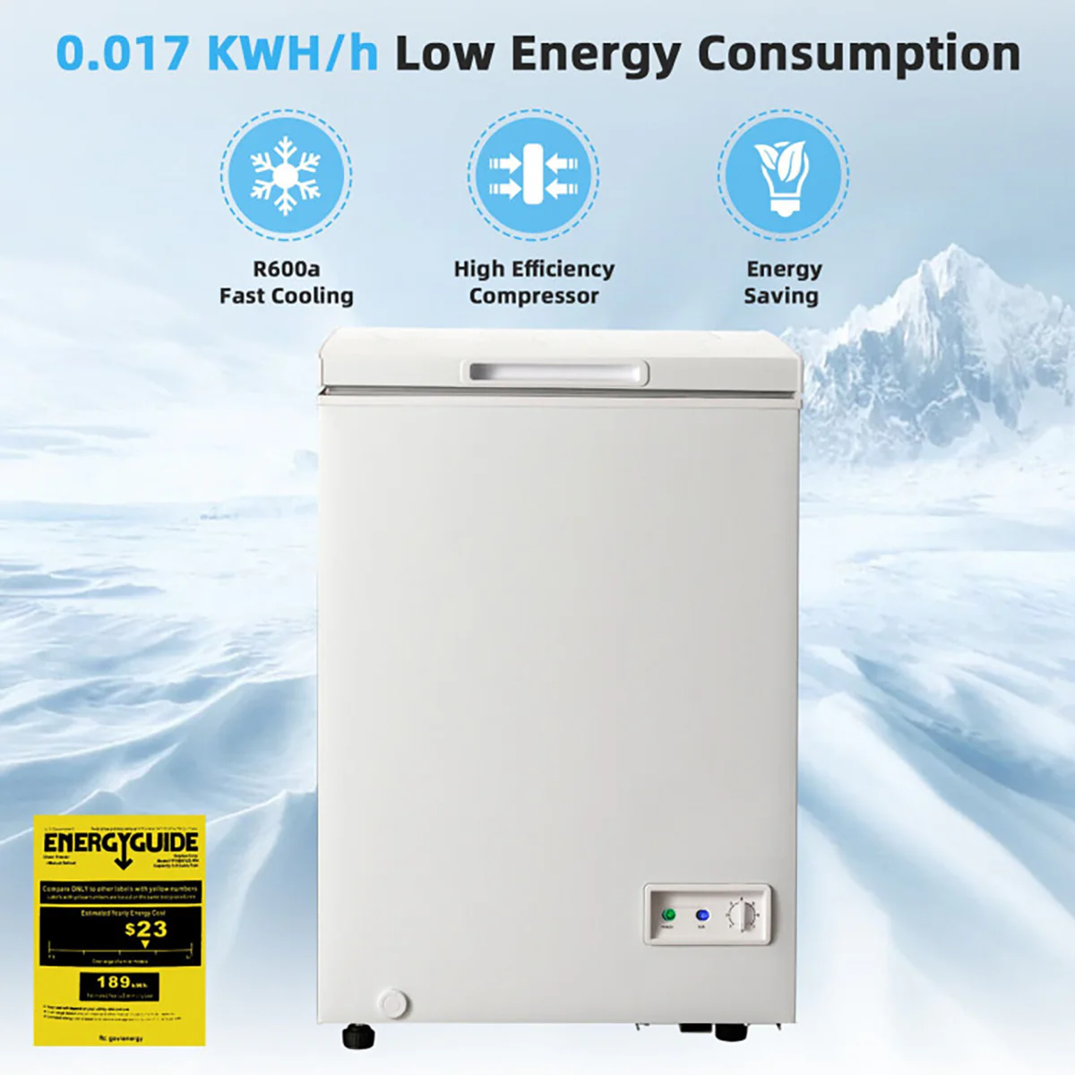Compact Chest Freezer with Removable Storage Basket - Image 3
