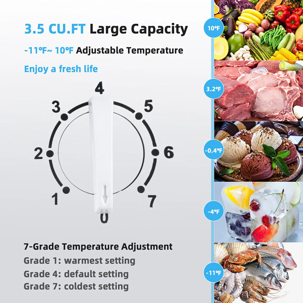 Compact Chest Freezer with Removable Storage Basket - Image 5