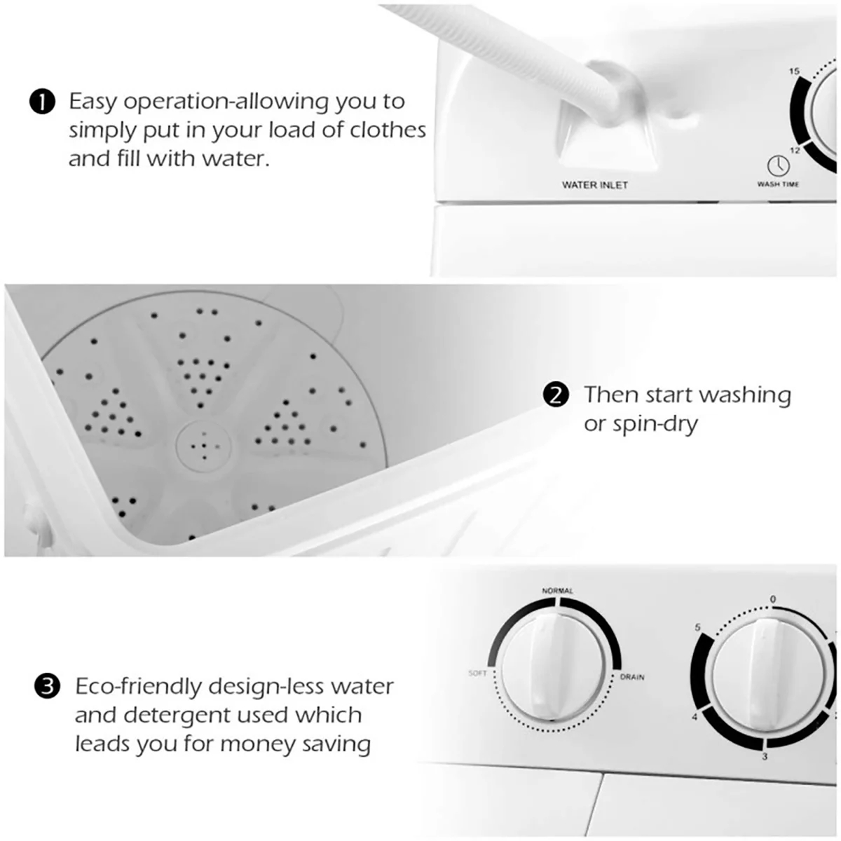 Compact Twin Tub Washing Machine Spin Dryer - Image 5