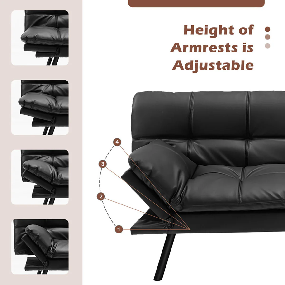 Convertible Memory Foam Futon Sofa Bed - Image 5