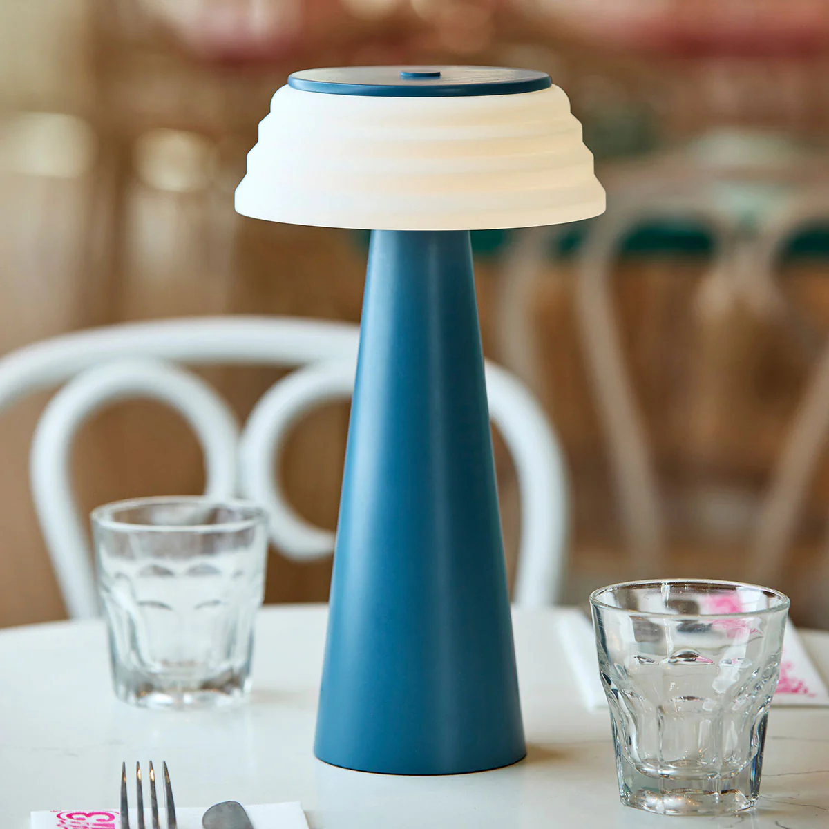 Cordless Indoor/Outdoor Table Lamp with Sleek Plastic Shade - Image 2