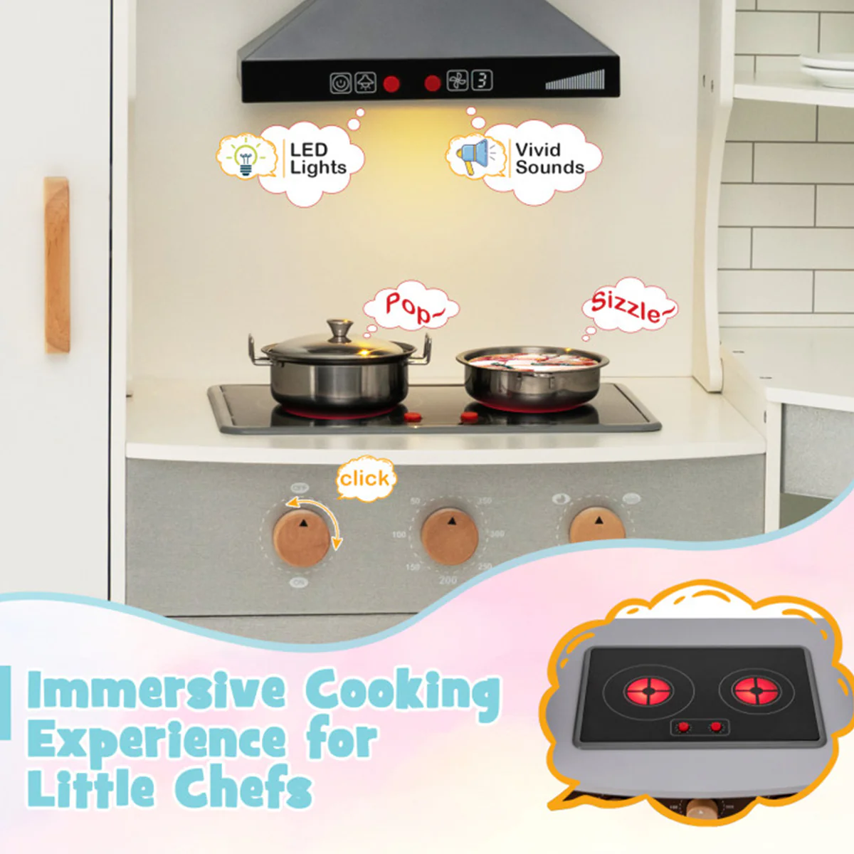 Corner Wooden Pretend Play Kitchen - Image 5