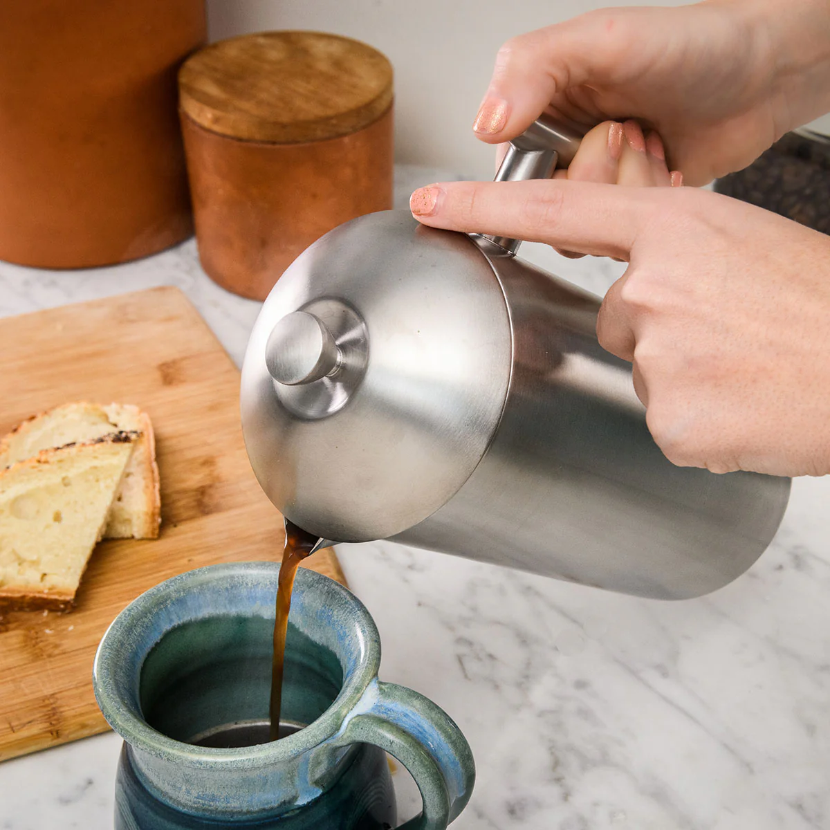 Double Walled Brushed Stainless Steel French Press - Image 3