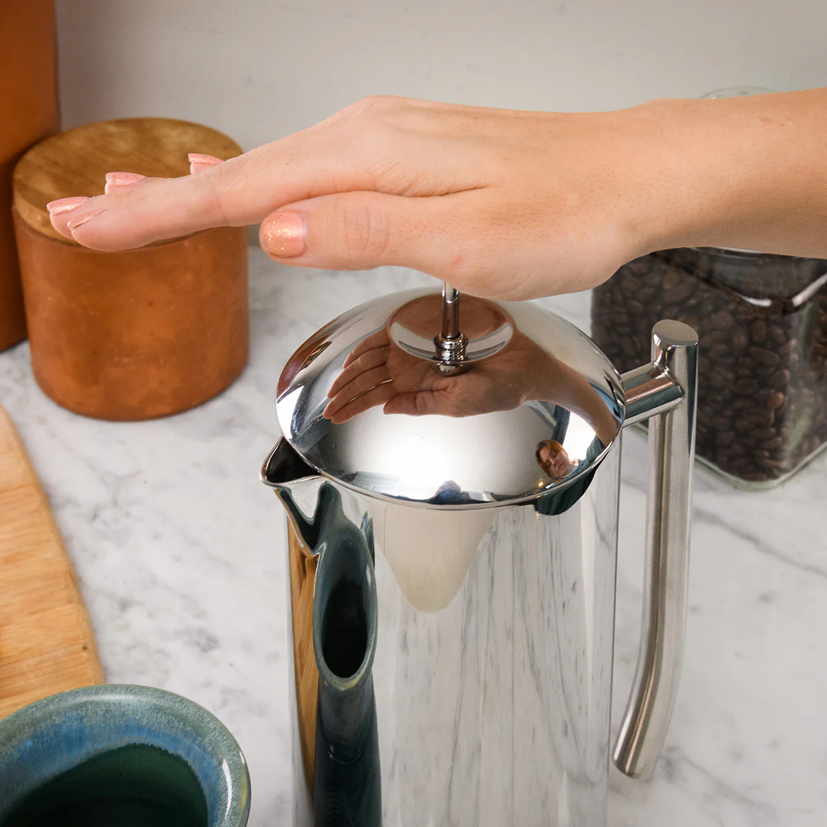 Double Walled Polished Stainless Steel French Press - Image 3