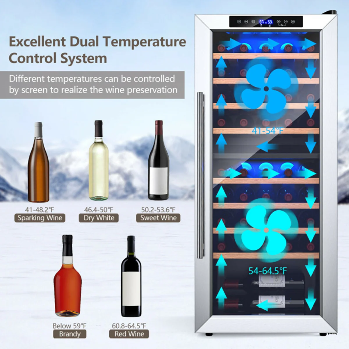 Dual Zone 43 Bottle Wine Cooler Refrigerator - Image 3
