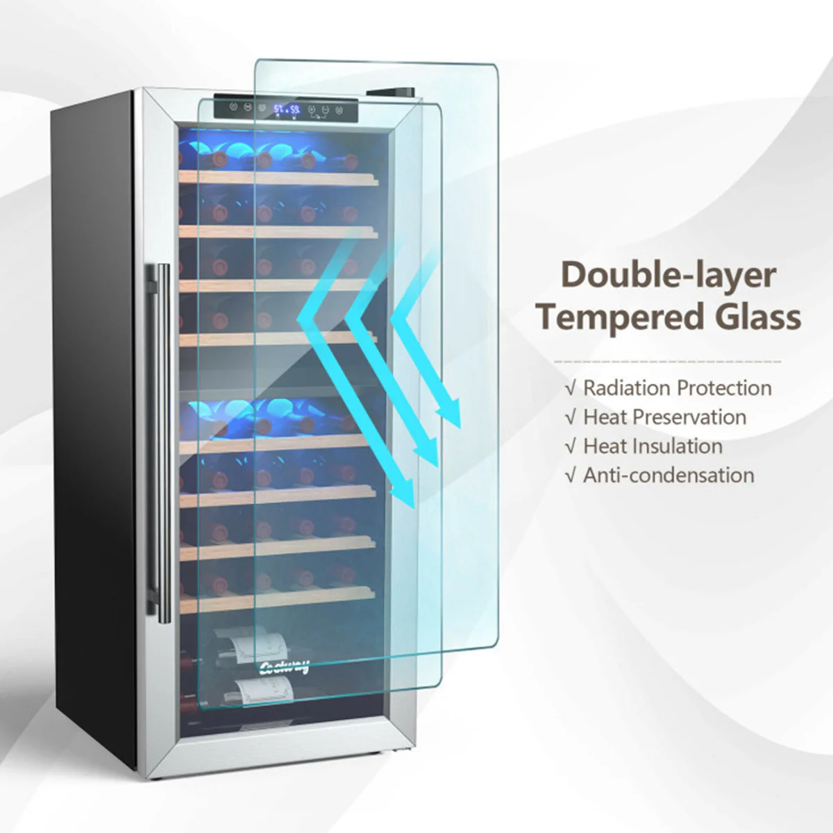 Dual Zone 43 Bottle Wine Cooler Refrigerator - Image 6