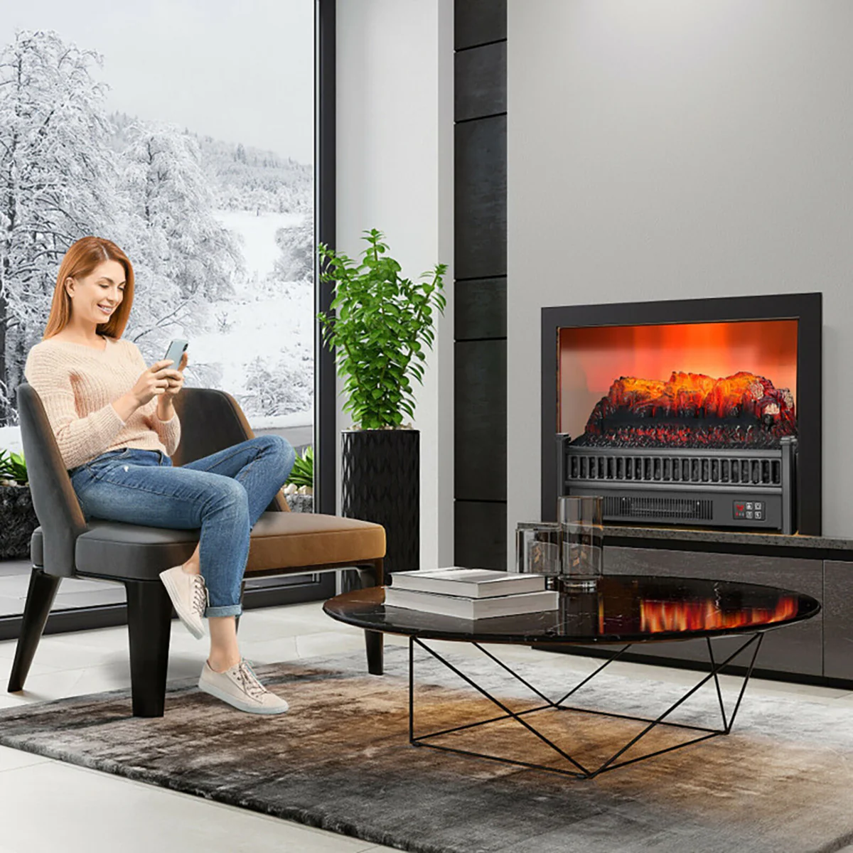 Electric Fireplace Log Set Heater - Image 2