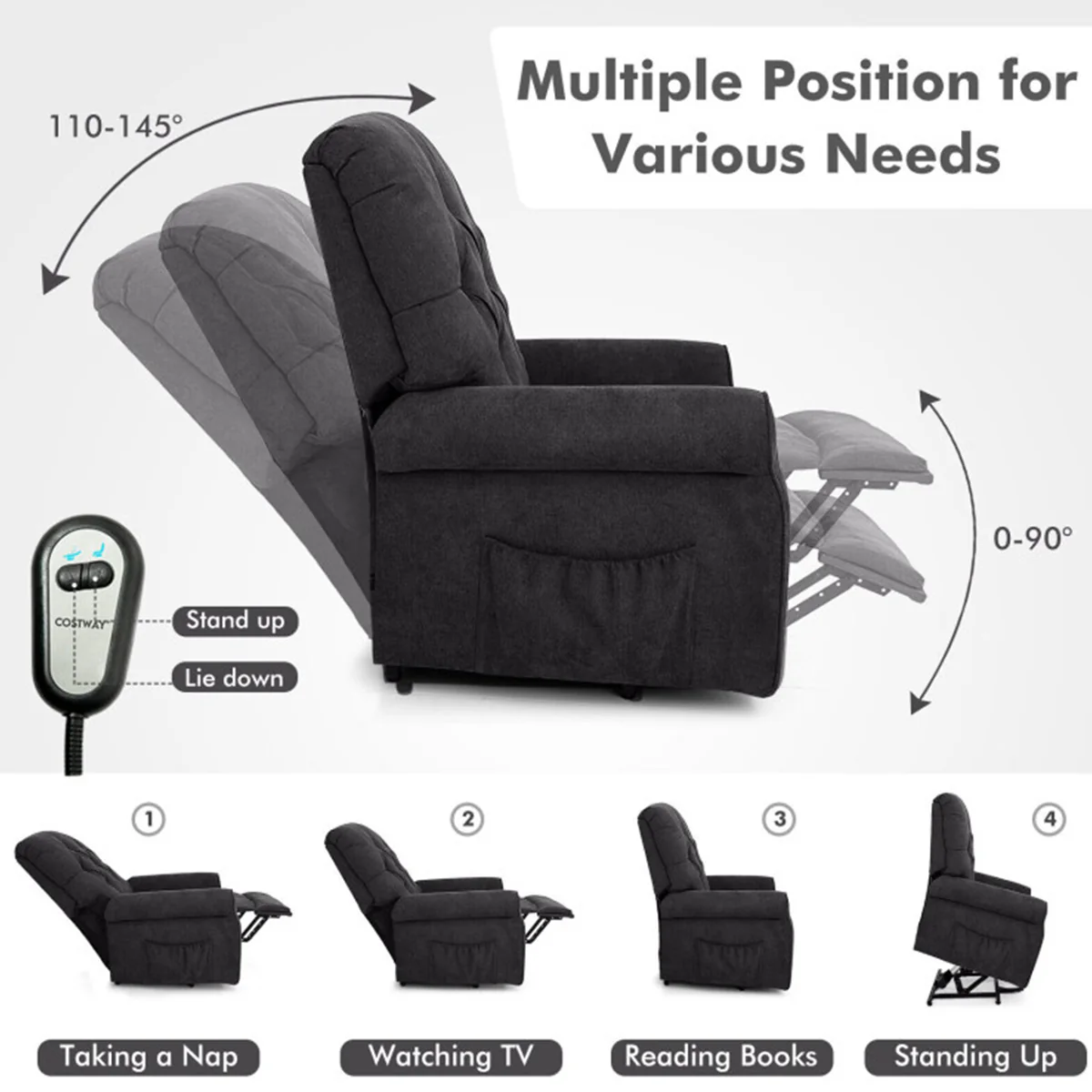 Electric Power Lift Recliner with Adjustable Backrest and Footrest - Image 3