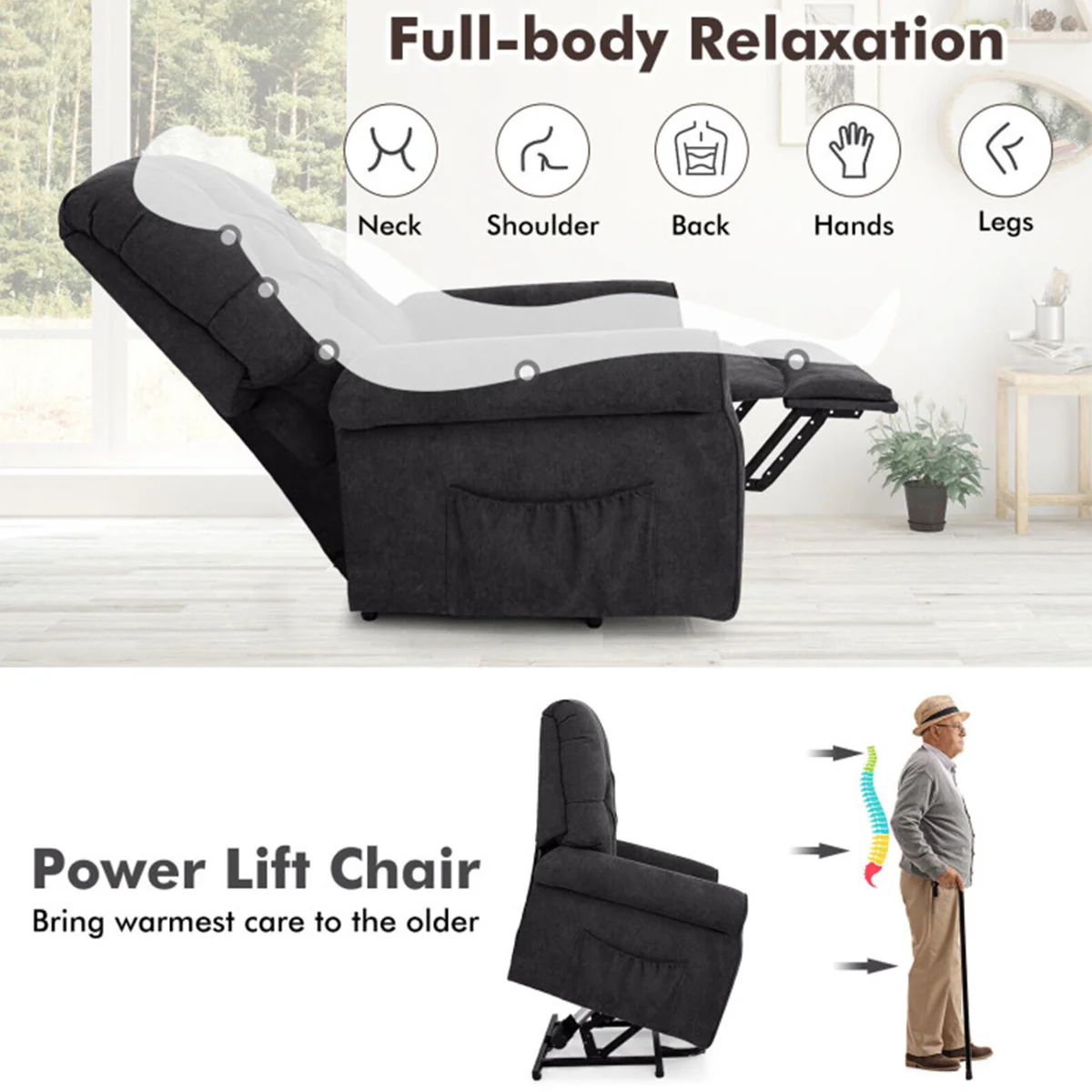Electric Power Lift Recliner with Adjustable Backrest and Footrest - Image 4