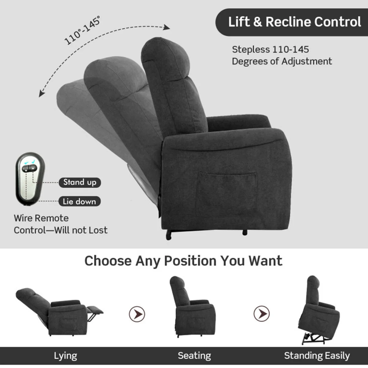 Electric Power Lift Recliner with Remote Control - Image 4