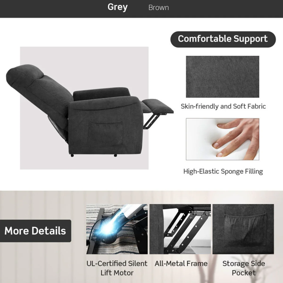Electric Power Lift Recliner with Remote Control - Image 6