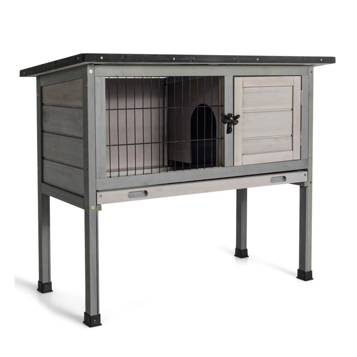 Elevated Rabbit Hutch with Hinged Roof - Image 10