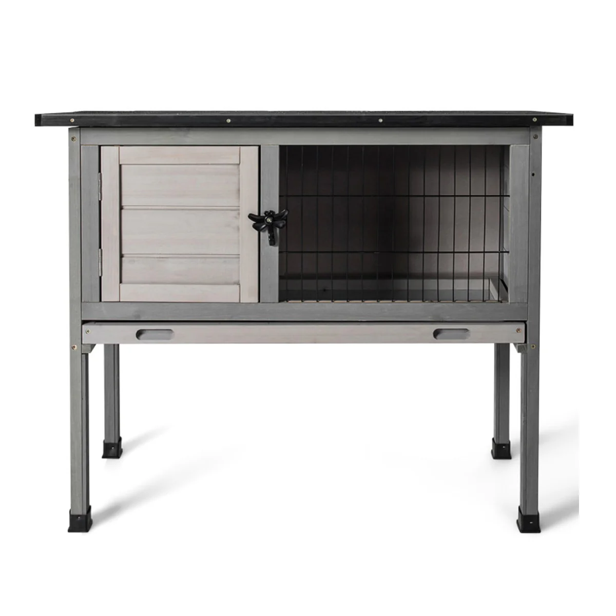 Elevated Rabbit Hutch with Hinged Roof - Image 2
