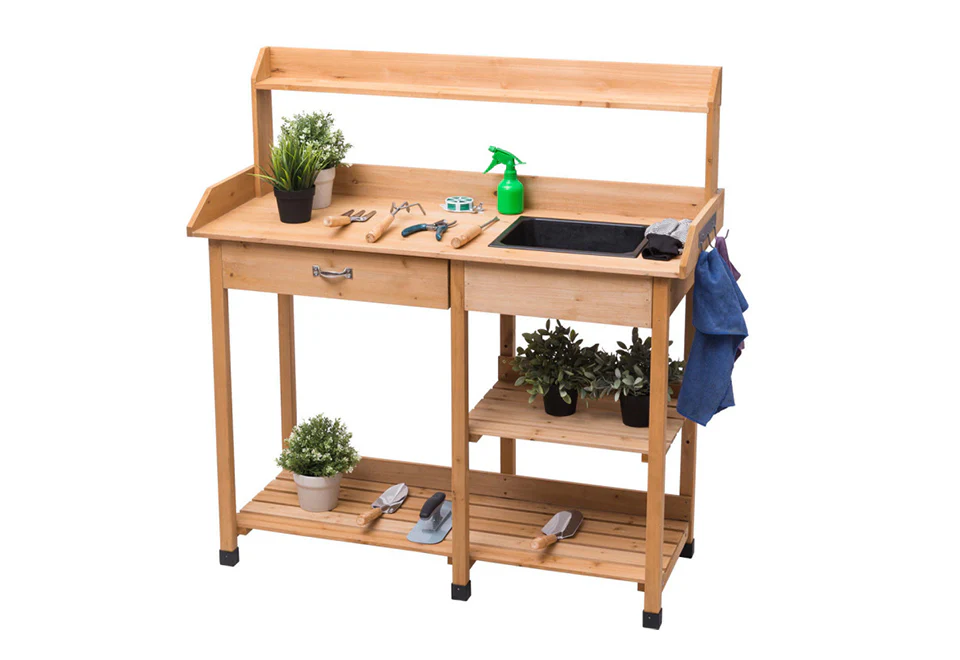 Fir Wood Potting Bench with Sink - Image 10
