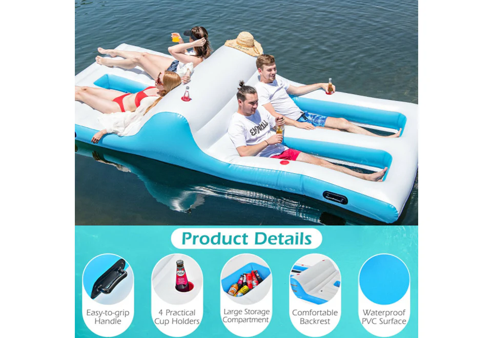 Floating 4 Person Inflatable Lounge Raft - Image 3