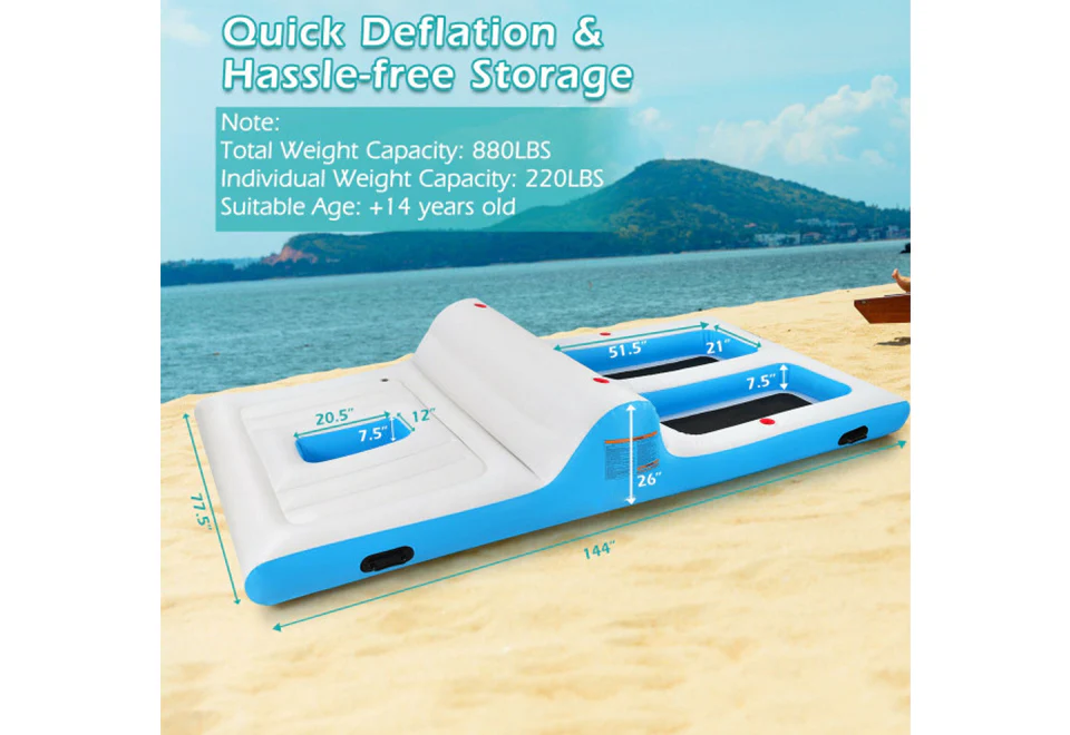 Floating 4 Person Inflatable Lounge Raft - Image 5