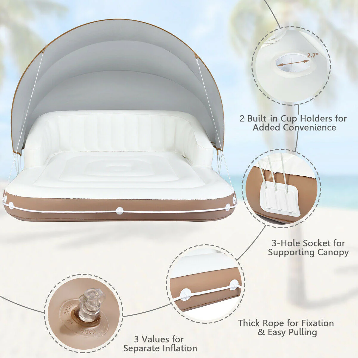Floating Pool Lounge with Canopy - Image 4