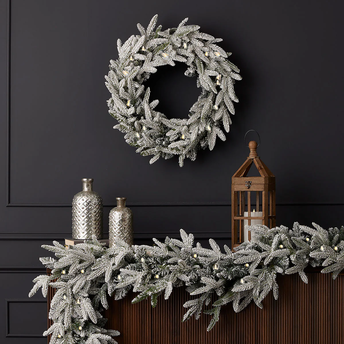 9' Flocked Frasier Fir Garland - Image 6