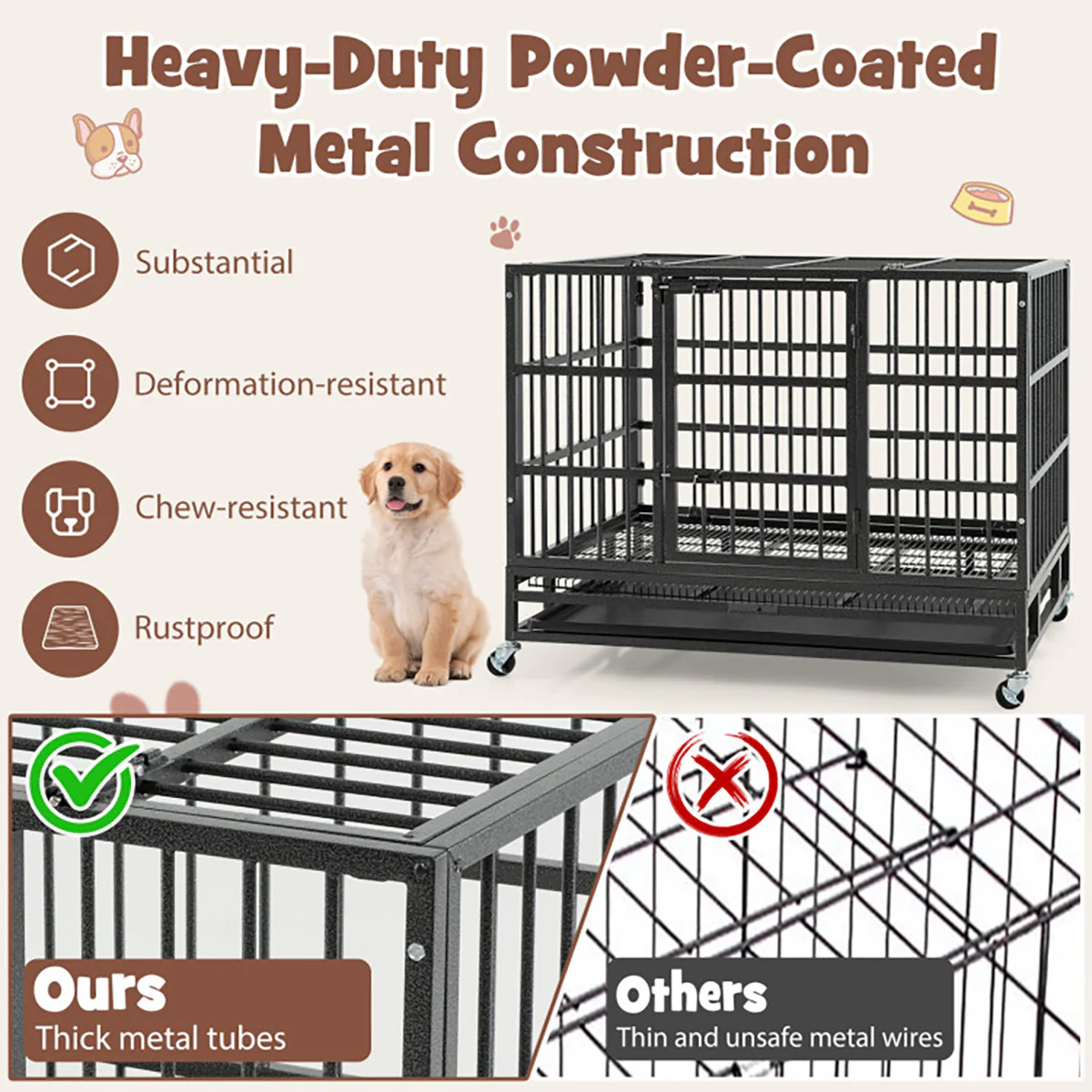 Foldable Heavy-Duty Metal Dog Cage - Image 13