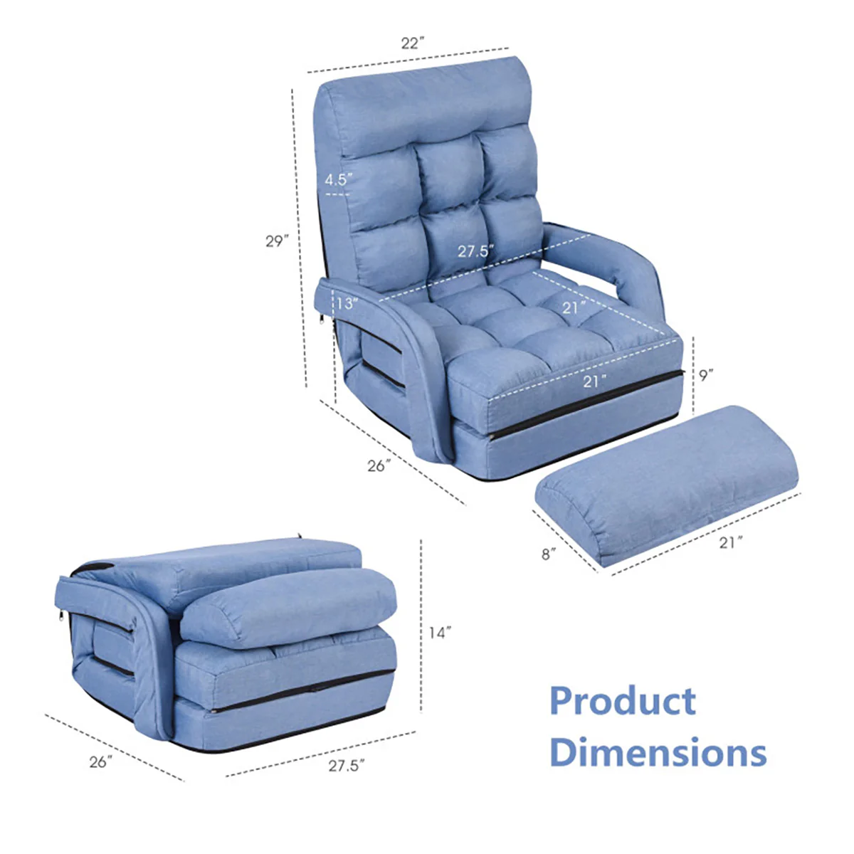 Folding Floor Chair Sofa Bed - Image 10