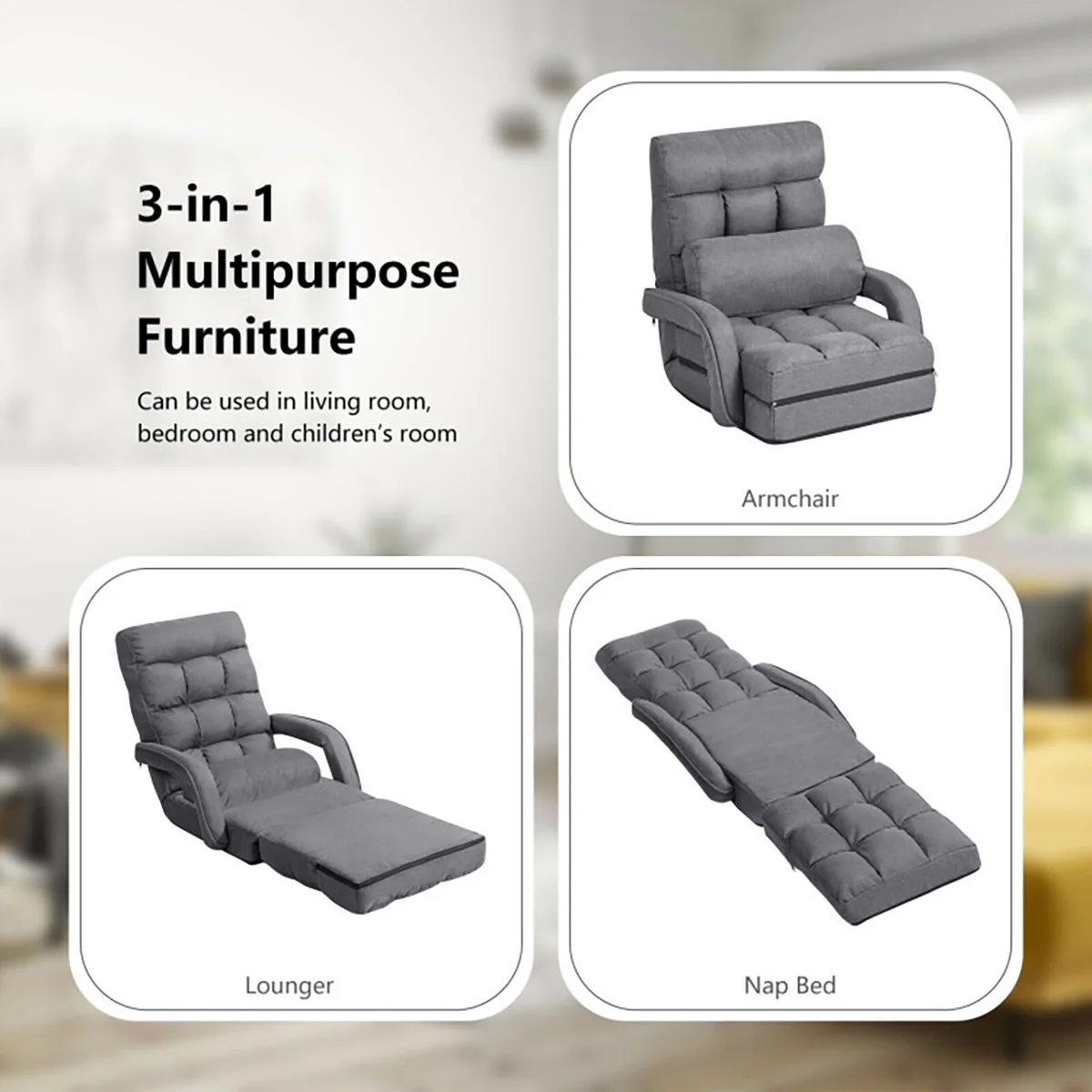 Folding Floor Chair Sofa Bed - Image 14