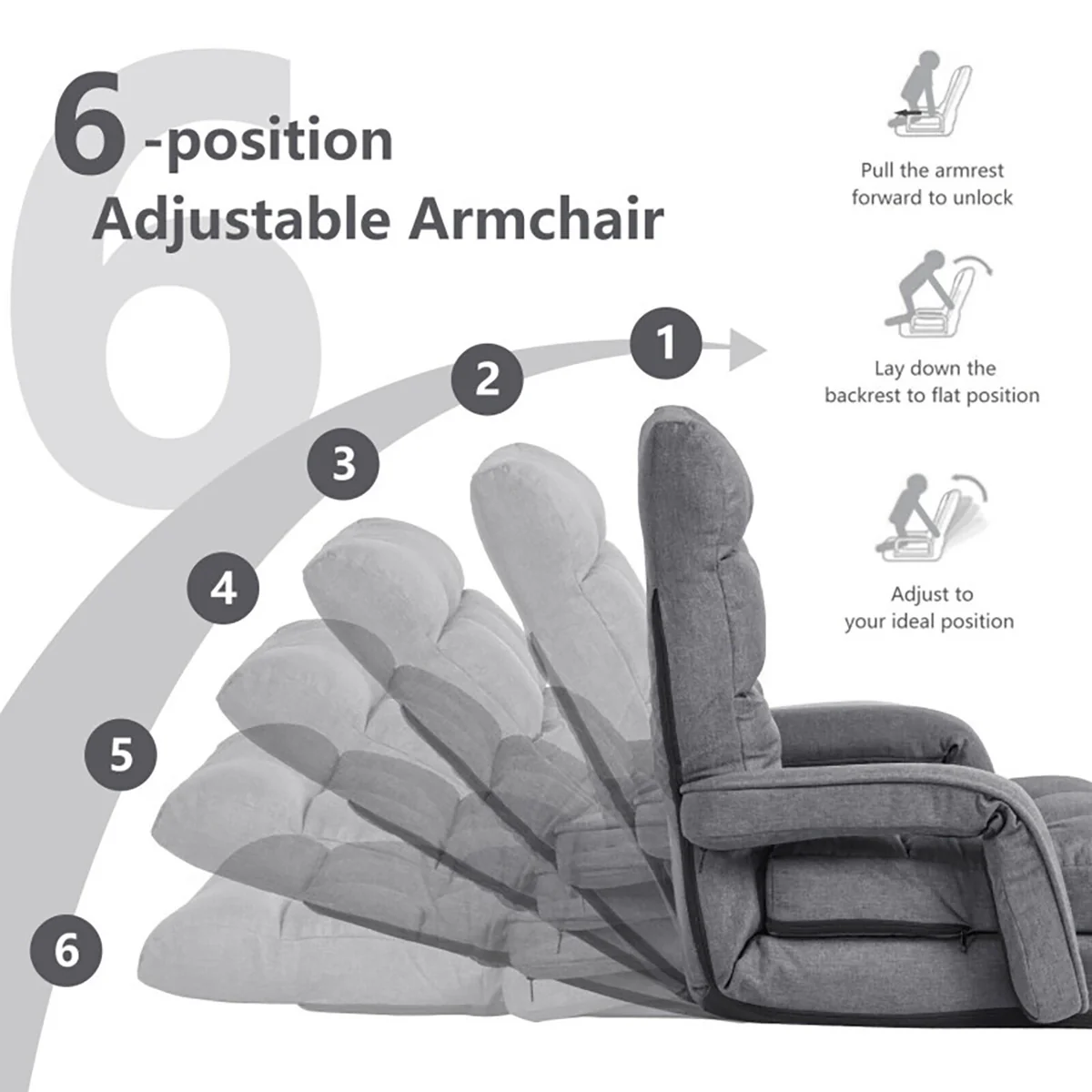 Folding Floor Chair Sofa Bed - Image 15