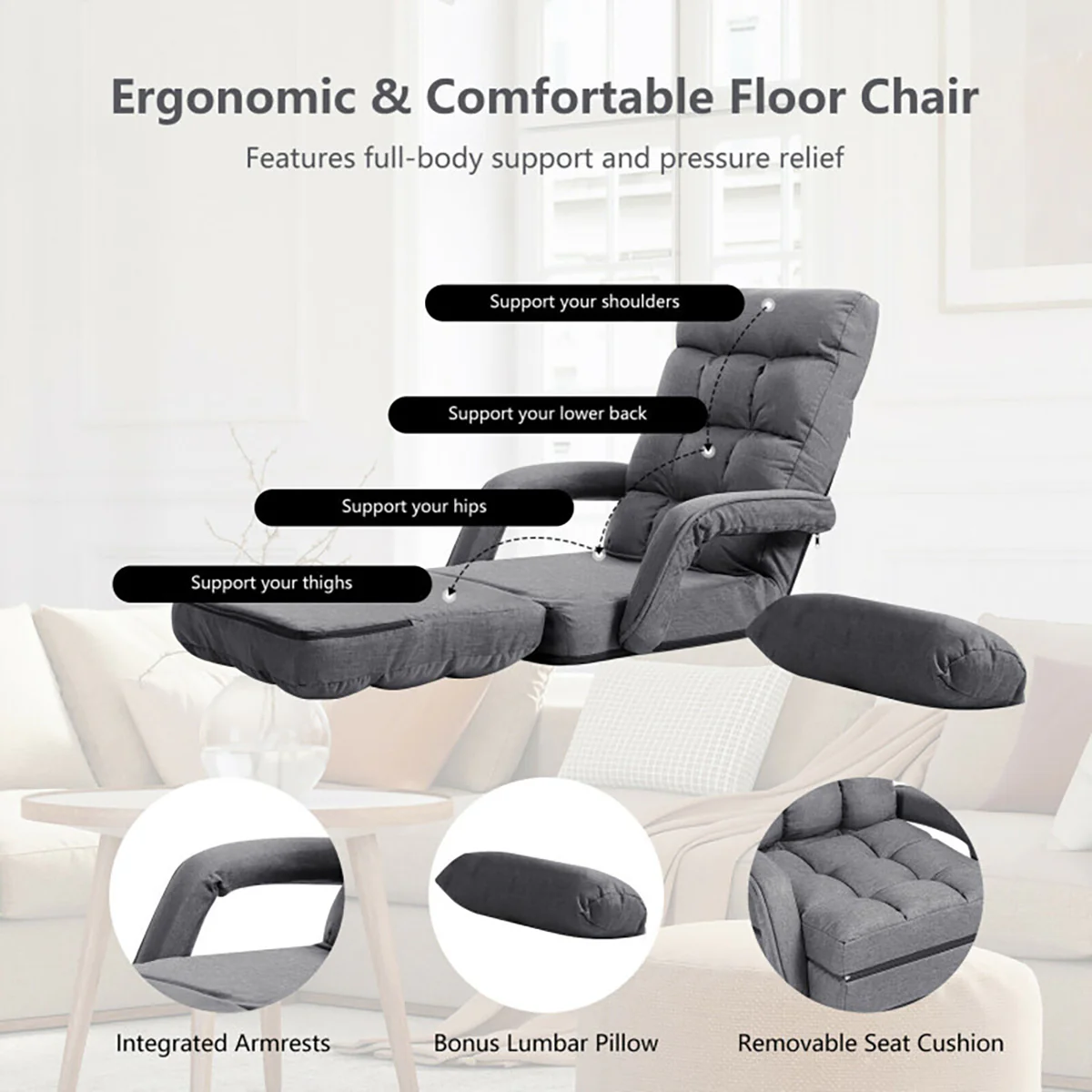 Folding Floor Chair Sofa Bed - Image 16
