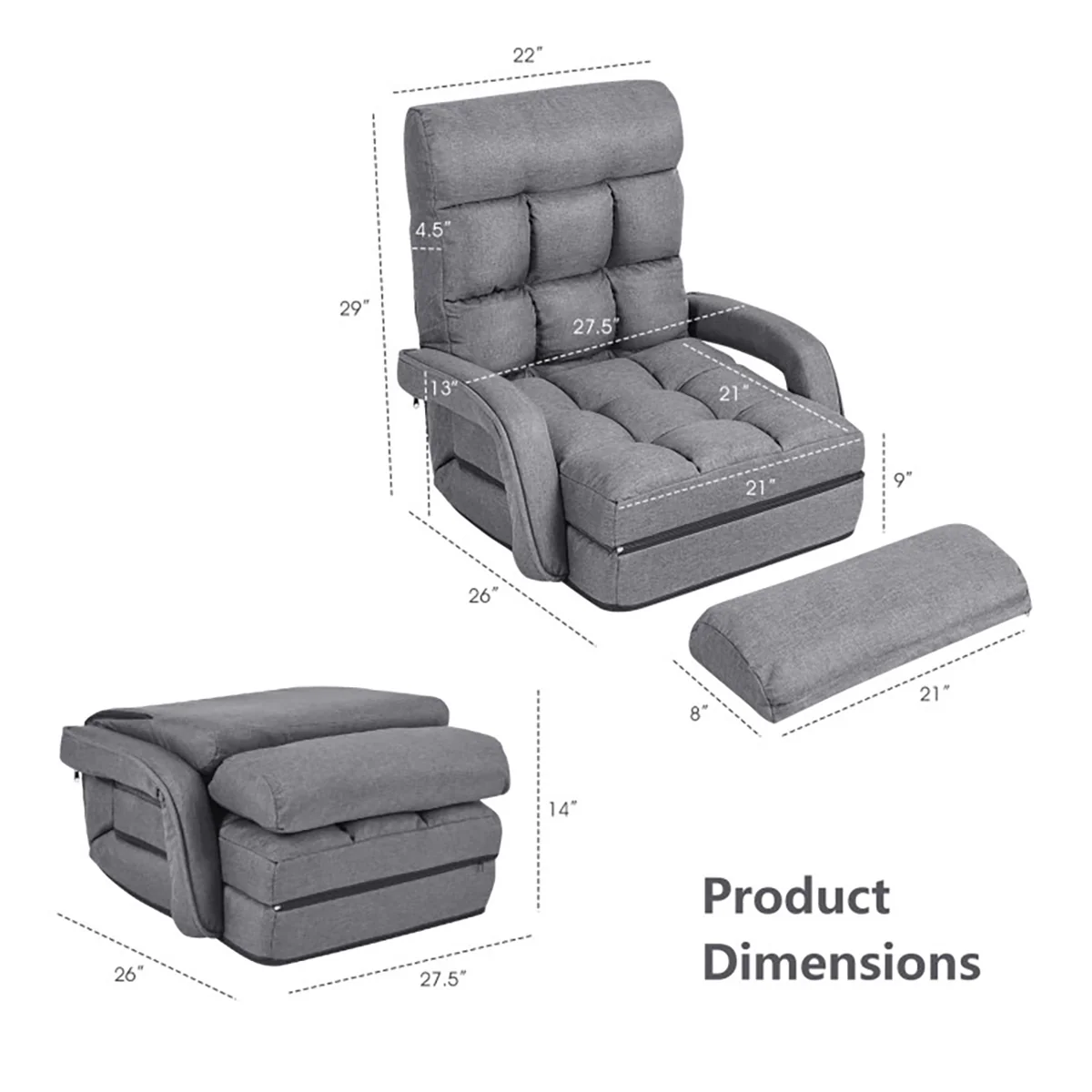 Folding Floor Chair Sofa Bed - Image 20