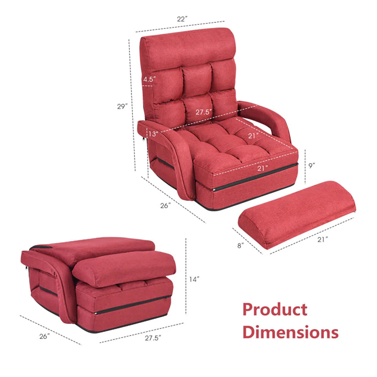 Folding Floor Chair Sofa Bed - Image 29